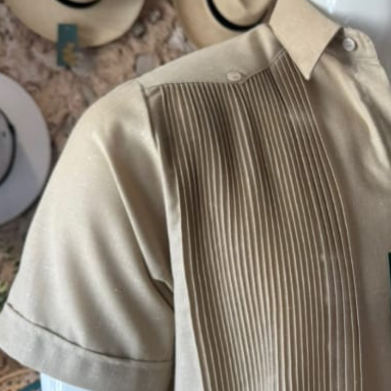 vintage Cuban guayabera shirt beige